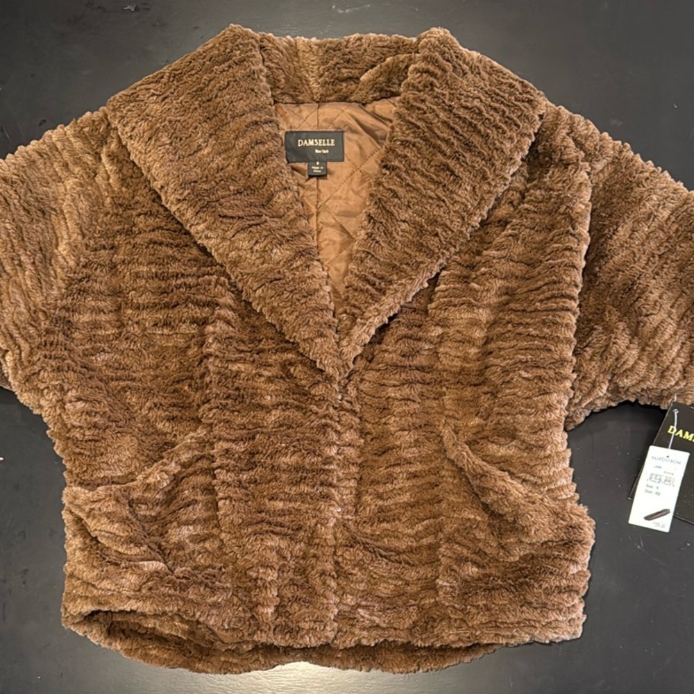 NWT Cozy Brown Teddy Jacket with Shawl Collar